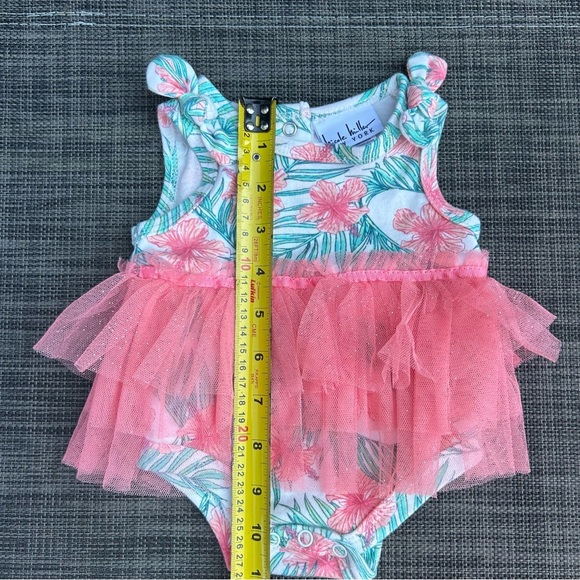 🍭Nicole Miller Floral Baby Romper with Pink Tulle and Headband - Picture 7 of 9